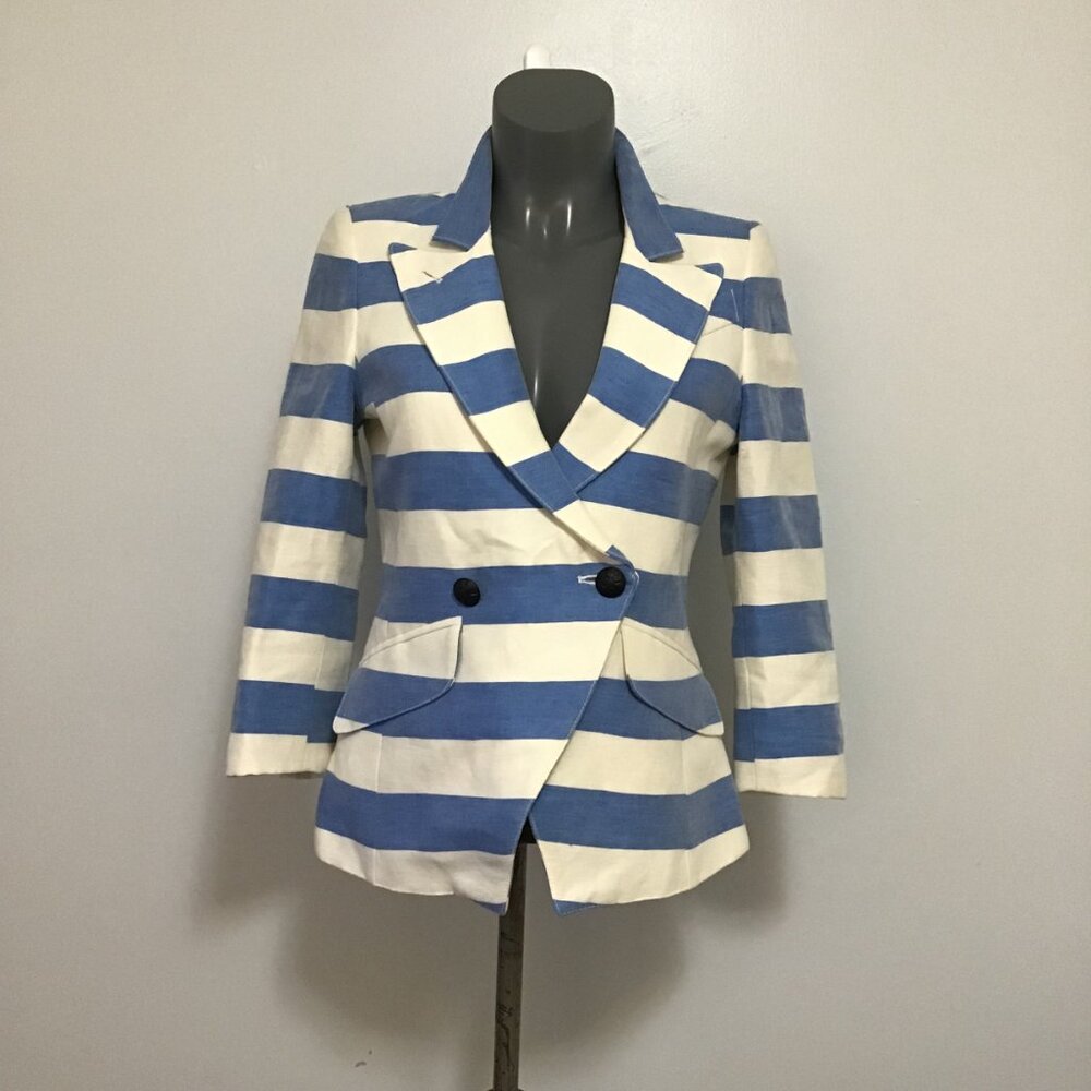 Smythe Blue and White Striped Blazer Size 4
